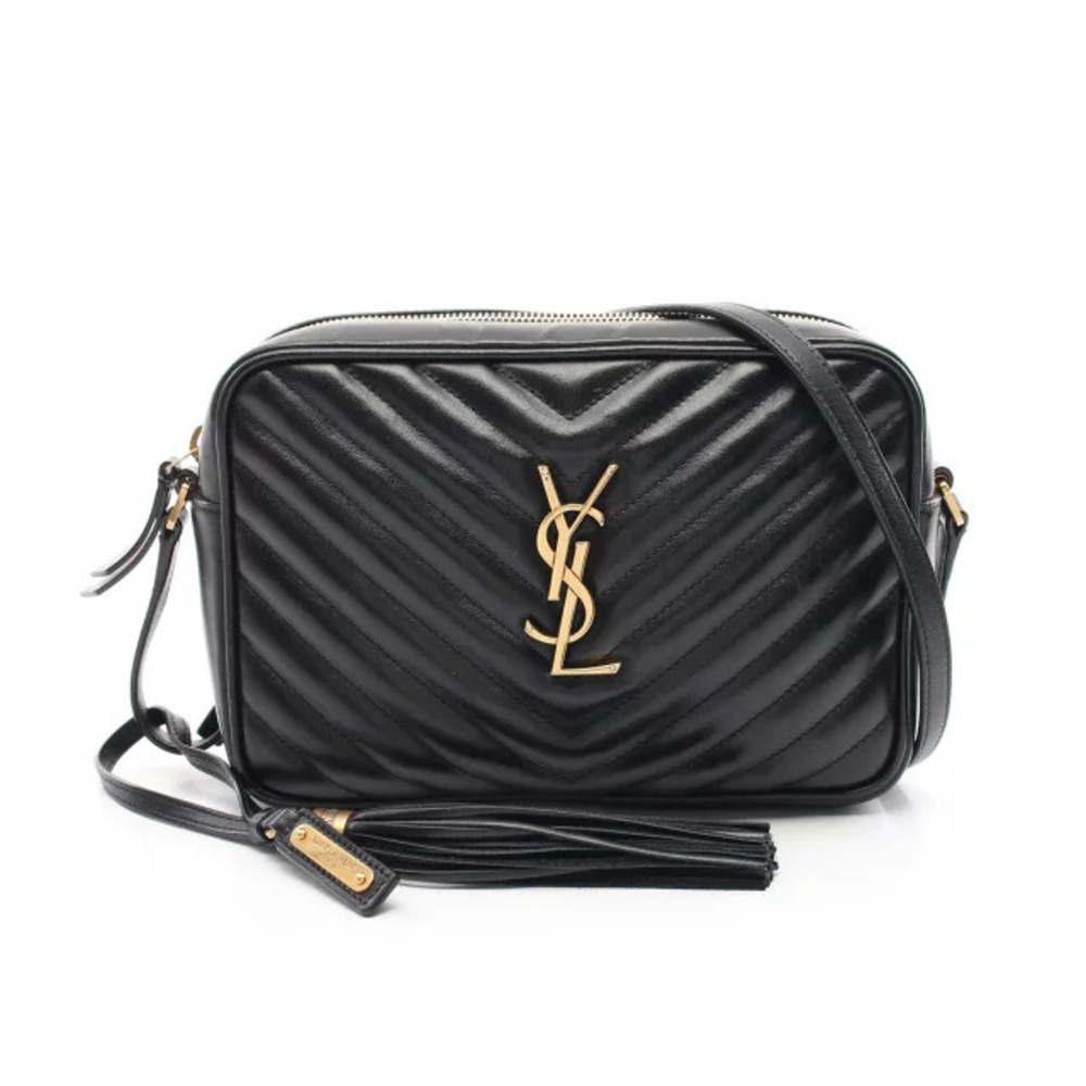Saint Laurent LOU Monogram Shoulder Bag Leather Black